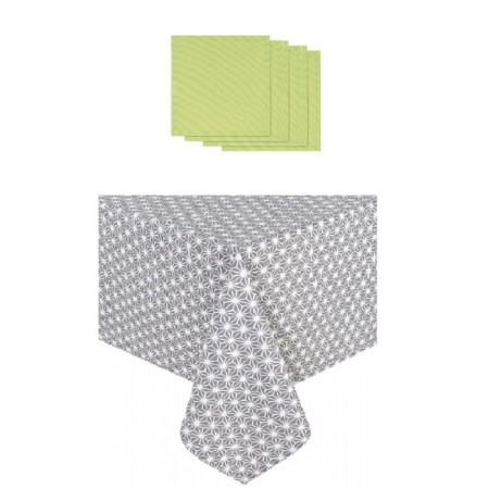 Set kitchen Stellar Grey: tablecloth 140x150 cm, serving napkin 40x40 cm. - 4 pcs, color of sulfur-1