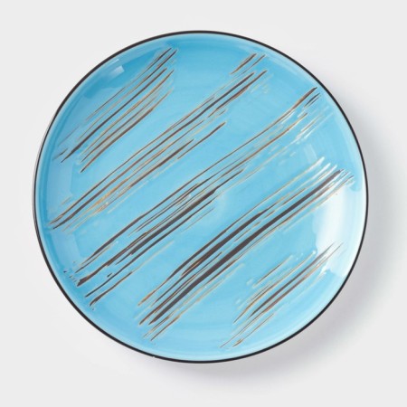 Porcelain dessert porcelain Wilmax Scratch, D = 17.5 cm, blue color