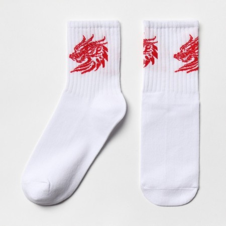 Socks "Dragon", white/red color, size 31