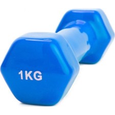 Rubberized dumbbell bradex SF 0160, blue, 1 kg