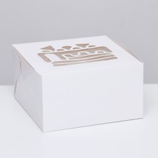 Box for cake, white, 18 x 18 x 10 cm