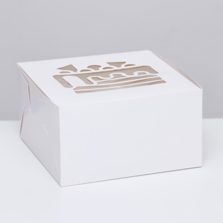 Box for cake, white, 18 x 18 x 10 cm