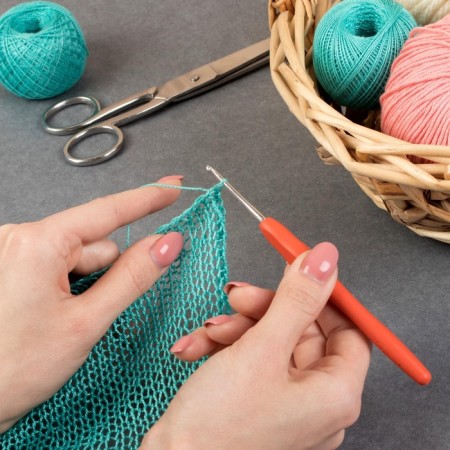 Knitting hook, with silicone handle, d = 2.5 mm, 14 cm, orange color-4