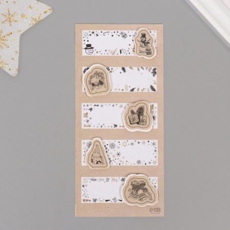 New Year Sticking with a volumetric element "Snowman and spruce" 7x15.2 cm-3