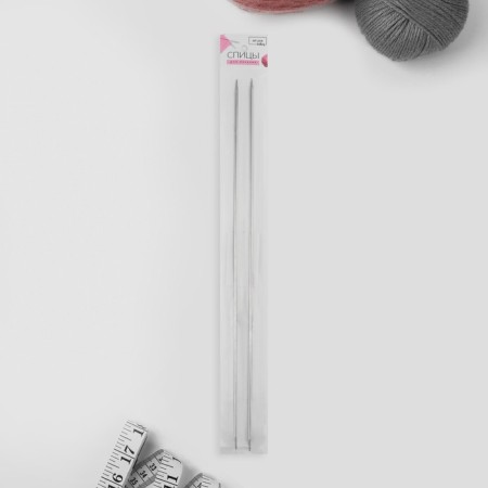 Knitting needles, straight lines, d = 3 mm, 35 cm, 2 pcs-3