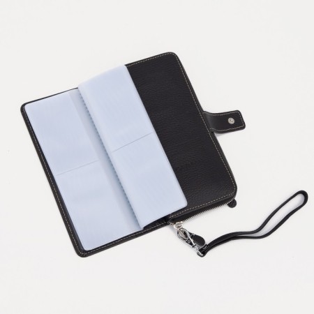 Male purse with lightning, for bills, for cards, for coins, black color-2