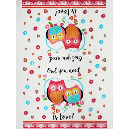 Kitchen towel Diva Afrodita Sova Pink, 360 gr, size 40x60 cm-1