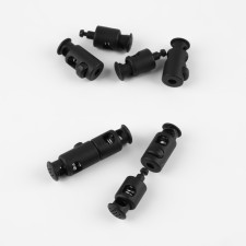 A set of double fastening clamps for the cord, d = 7 mm, 5 × 1.1 cm, 4 pcs, black color is black