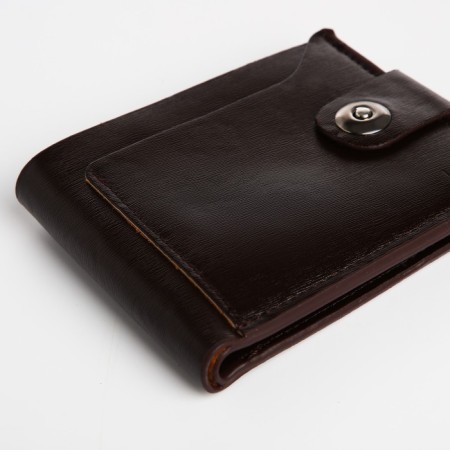 Male purse on a magnet, department for bills, for maps, for coins, brown color-2