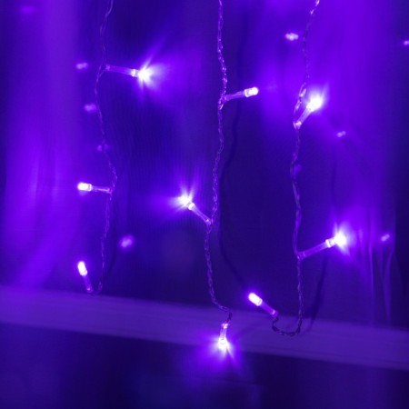 Garland "Curtain" 1.5 × 1 m, IP20, transparent thread, 180 LED, purple glow, 8 modes, 220 V-1