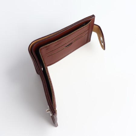 Male purse for magnet, department for cards, coins, brown color-4