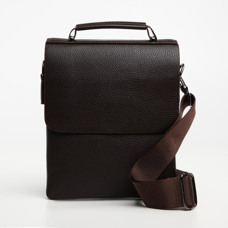 Male bag on the Textura valve, outer pocket, brown color-2