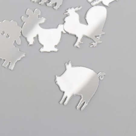 Decor for creativity plastic mirror "animals on the farm" set 6 pcs-1