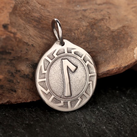 Scandinavian amulet "Runa Laguz in the Sunny Circle", 5 g, 20x22 mm-1
