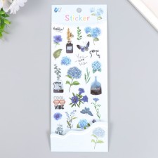 Hydrangea plastic sticker with silver stroke 10x27 cm