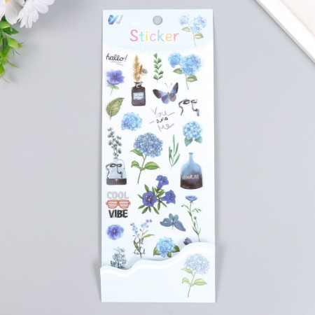 Hydrangea plastic sticker with silver stroke 10x27 cm