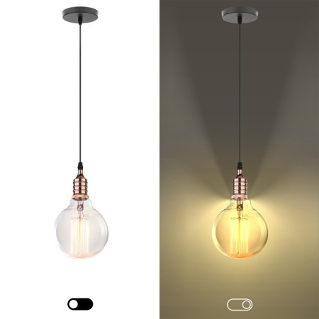 Lamp E27, wire 1 m, color pink gold-2