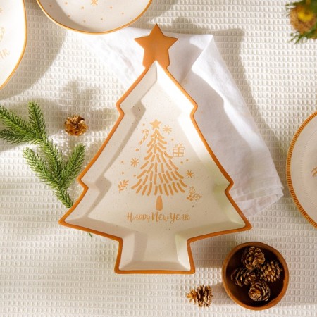 New Year's plate SL Home "Happy New Year", 39.3 × 29.5 cm, ceramics, white color-6