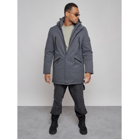 Lenced male winter park, size 58, dark gray color-9