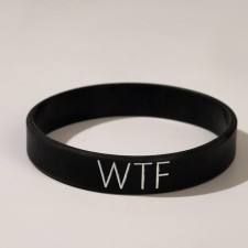 Silicone bracelet WTF standard, black color, 20 cm