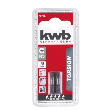 Bit KWB Torsion, PZ2, 25 mm, steel TQ60, 2 pcs-1