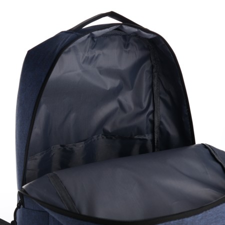Youth backpack from textiles, external pocket, blue color-5