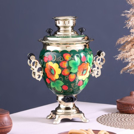 The set "Poppies on the Green", a stoker, 3 objects, a samovar 3 l, a teapot 0.7 l, tray-3
