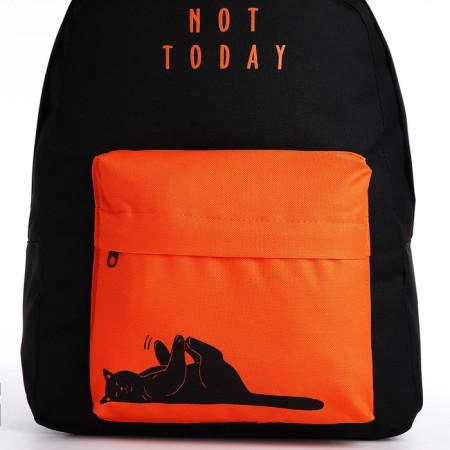 School youth backpack, lightning department, external pocket, black/orange color-7