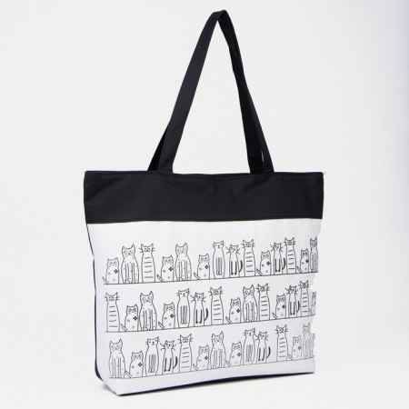 A zoop bag with a zipper, with a lining, beige color/black