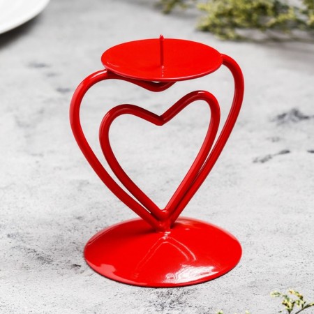 Glamur candlestick Metal per 1 candle, 9x10.2 cm, red-1