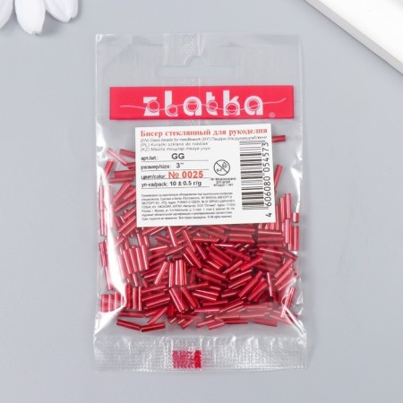 Beads "Zlatka" Glass 10 g, size 3 ", 6 mm, No. 0025 Red mix 93" 78547-2
