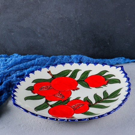 Largan Rishtan ceramics "Grenat", 41 cm, oval, corrugated