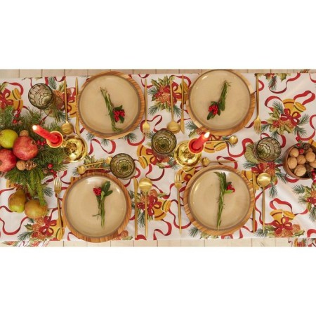 The tablecloth of the New Year's share "New Year's bells" 145*300 +/- 2 cm, 100% p/e-4