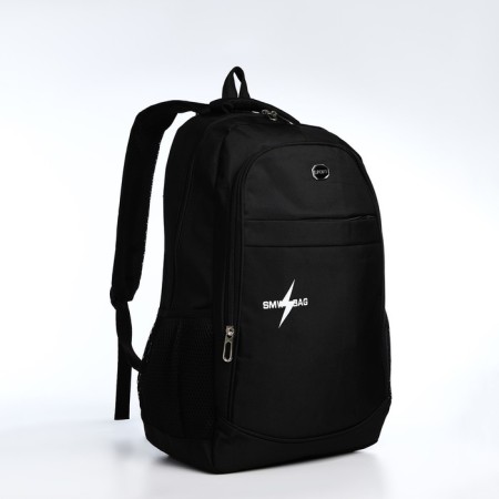 Youth backpack from textiles with a zipper, 4 pockets, black/yellow color-2