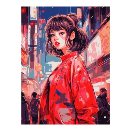 Picture on the numbers "Girl in Tokyo", a canvas on a subframe 30 × 40 cm