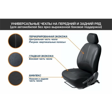 Universal Covers Autoflex, Eco -leather, black, set 4 pcs-1