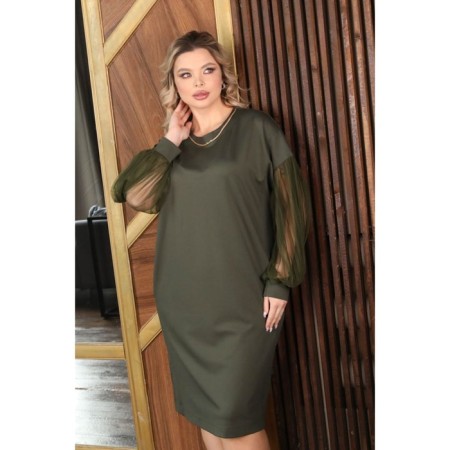 Women's dress, size 62, khaki color-7