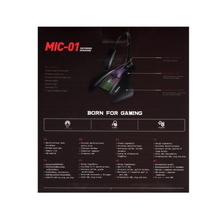 Microphone Marvo Mic-01, on a stand, USB, for streaming, backlight, black-5