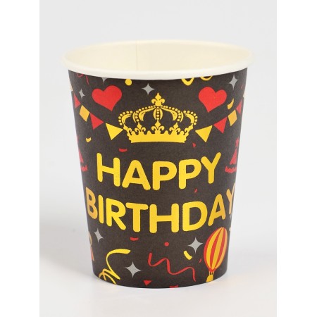 A set of paper utensils "Happy birthday", set 12 pcs., Black color-5