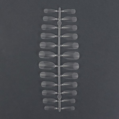 Gel tips for nail extension, 240 pcs, an oval shape, full matte coating, in a container, a transparent color-3