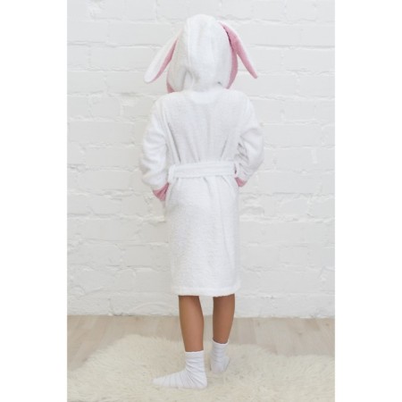 Baby robe "Bunny", height 98 cm, white+pink, Makra-1