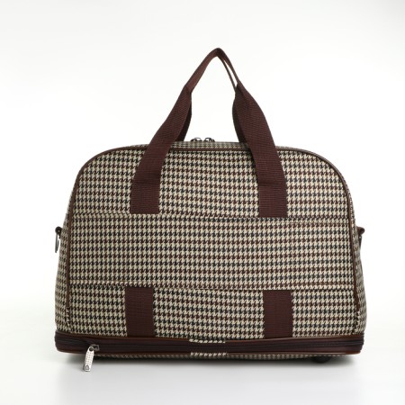 Board Road on a zipper, with an increase, an external pocket, a suitcase holder, a long belt, a beige/brown color-1