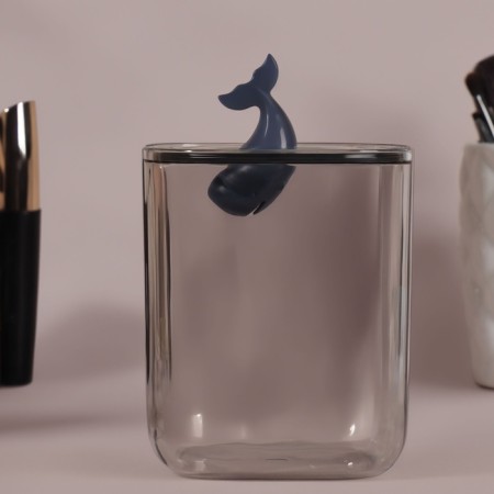 Organizer with a lid 1 sect Kit 9*9*13.5cm transparent/blue packet/pimp.-1