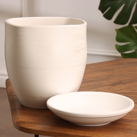 Flower pot "Brashia" white with silver 3.5 liters-1