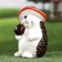 Garden figure "Hedgehog with an apple" 10x11x18cm ////