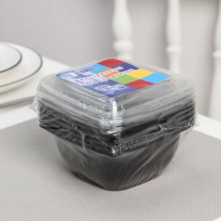 A set of plastic disposable containers, 550 ml, 12.6 × 12.6 × 6 cm, 5 pcs, black color-6