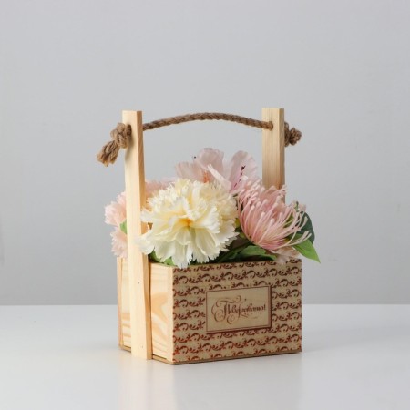Wooden Kashpo, 15 × 12 × 9.5 (25) cm "Congratulations", handle rope, engraving-5
