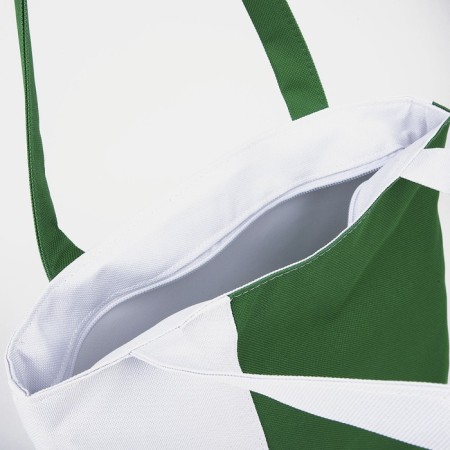 Textile bag with lightning, white/green color-2