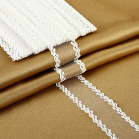 Lace on a grid, 45 mm × 14 ± 1 m, white color