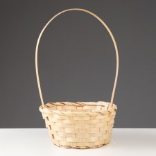 Bamboo wicker basket, d19xh9/32 cm, natural